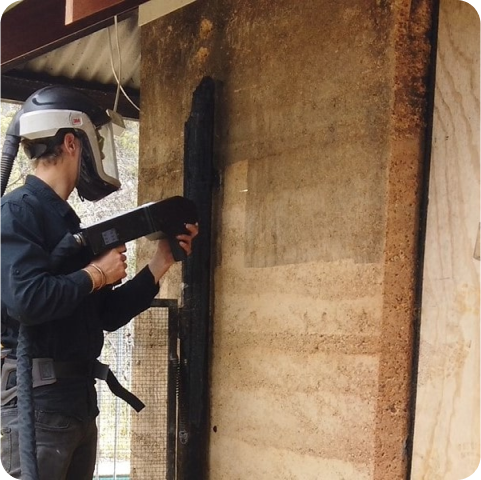 smoke damage cleaning soot removal with laser in progress