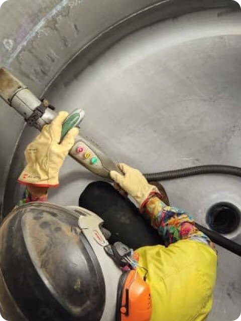 industrial laser cleaning in progress, industrial laser cleaning machine
